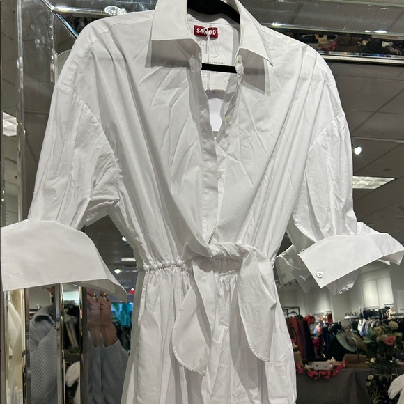 STAUD White Poplin Button-Up Maxi Dress w/French Cuff Detail - Picture 3 of 4
